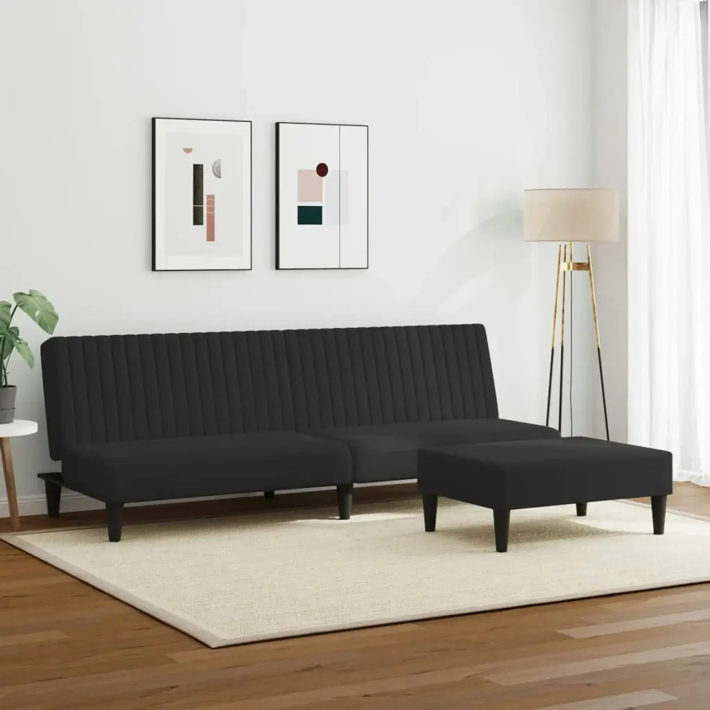 2 Piece Sofa Set Black Velvet 3216277