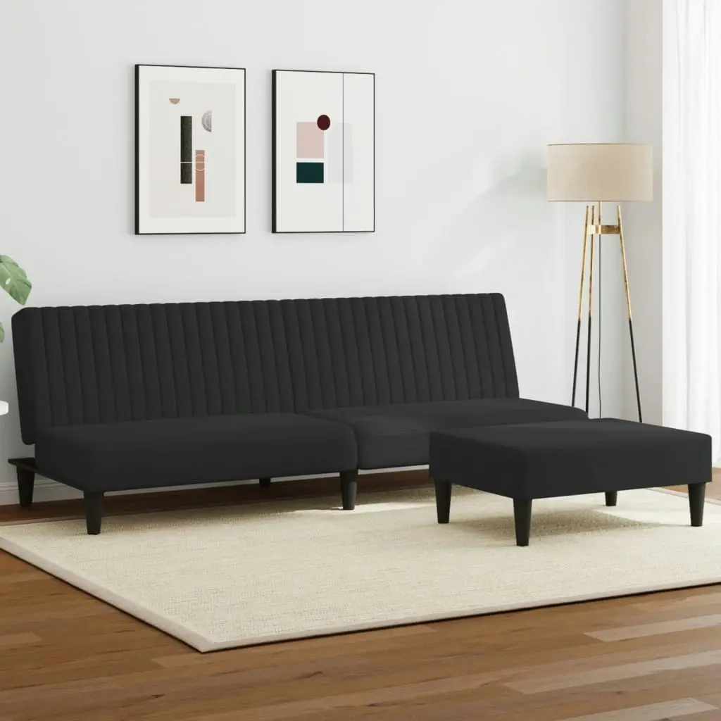 2 Piece Sofa Set Black Velvet 3216277