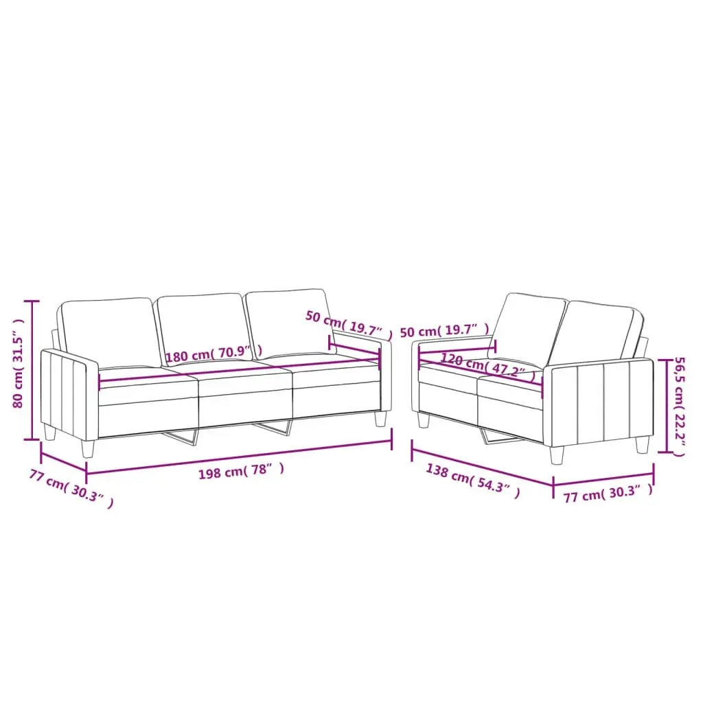 2 Piece Sofa Set with Cushions Cream Faux Leather 3201419