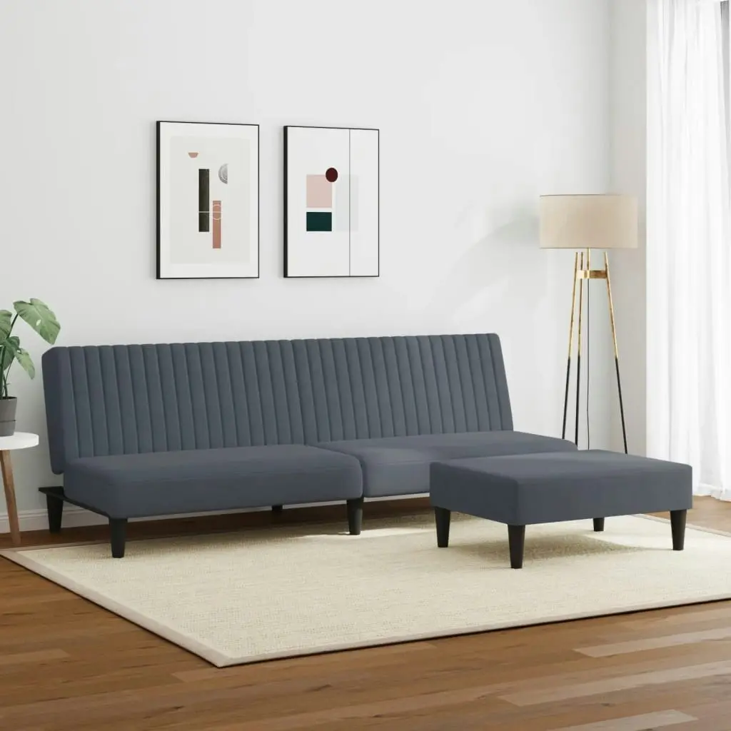 2 Piece Sofa Set Dark Grey Velvet 3216275