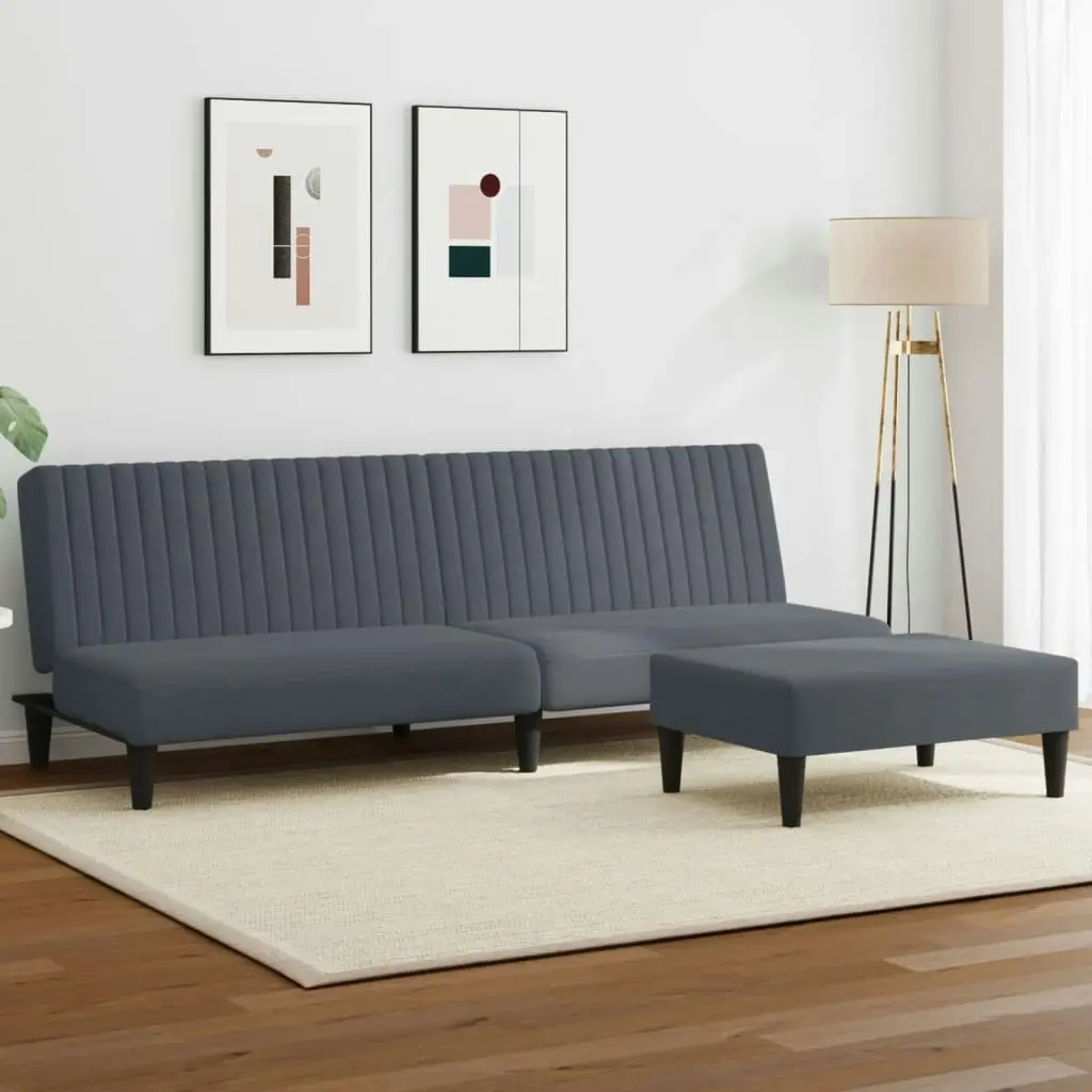 2 Piece Sofa Set Dark Grey Velvet 3216275