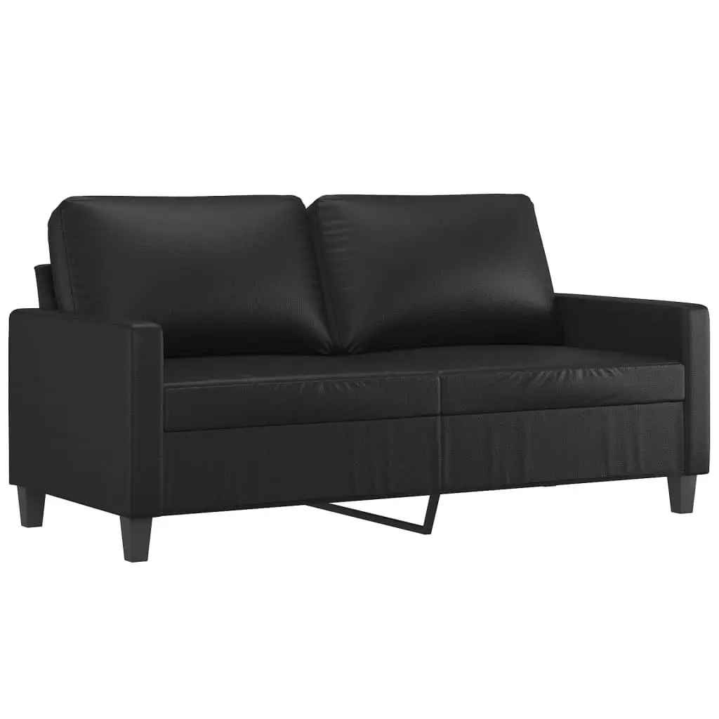 2 Piece Sofa Set with Cushions Black Faux Leather 3201408