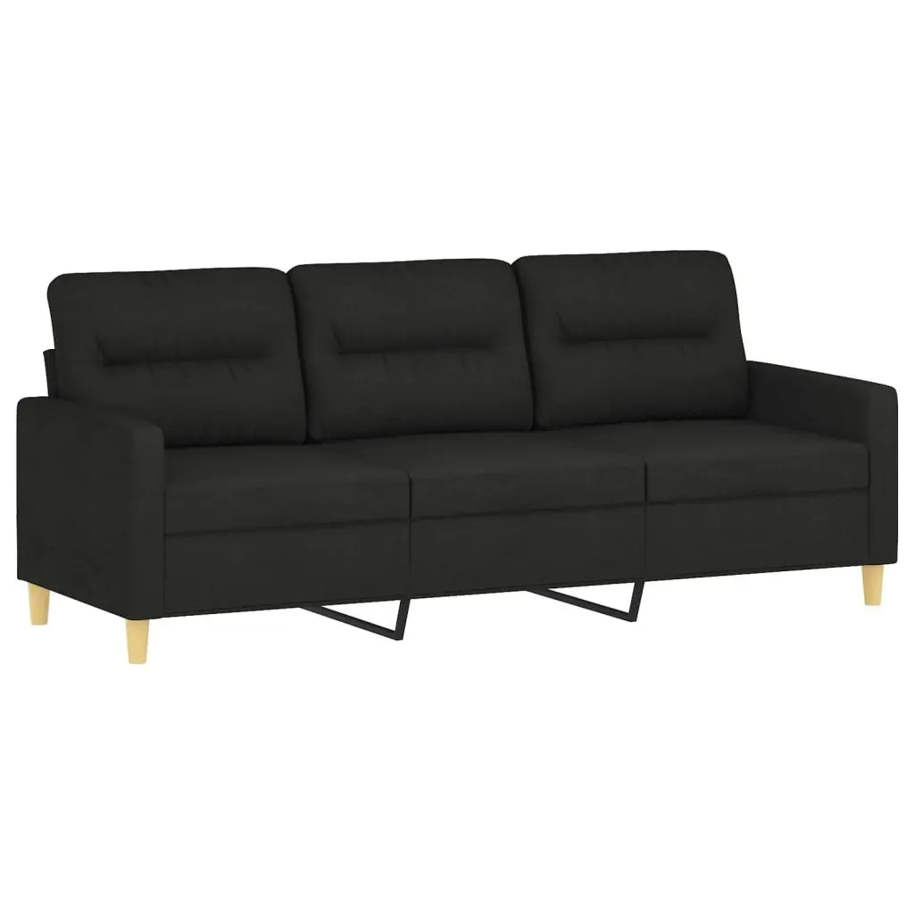 2 Piece Sofa Set with Pillows Black Fabric 3201620