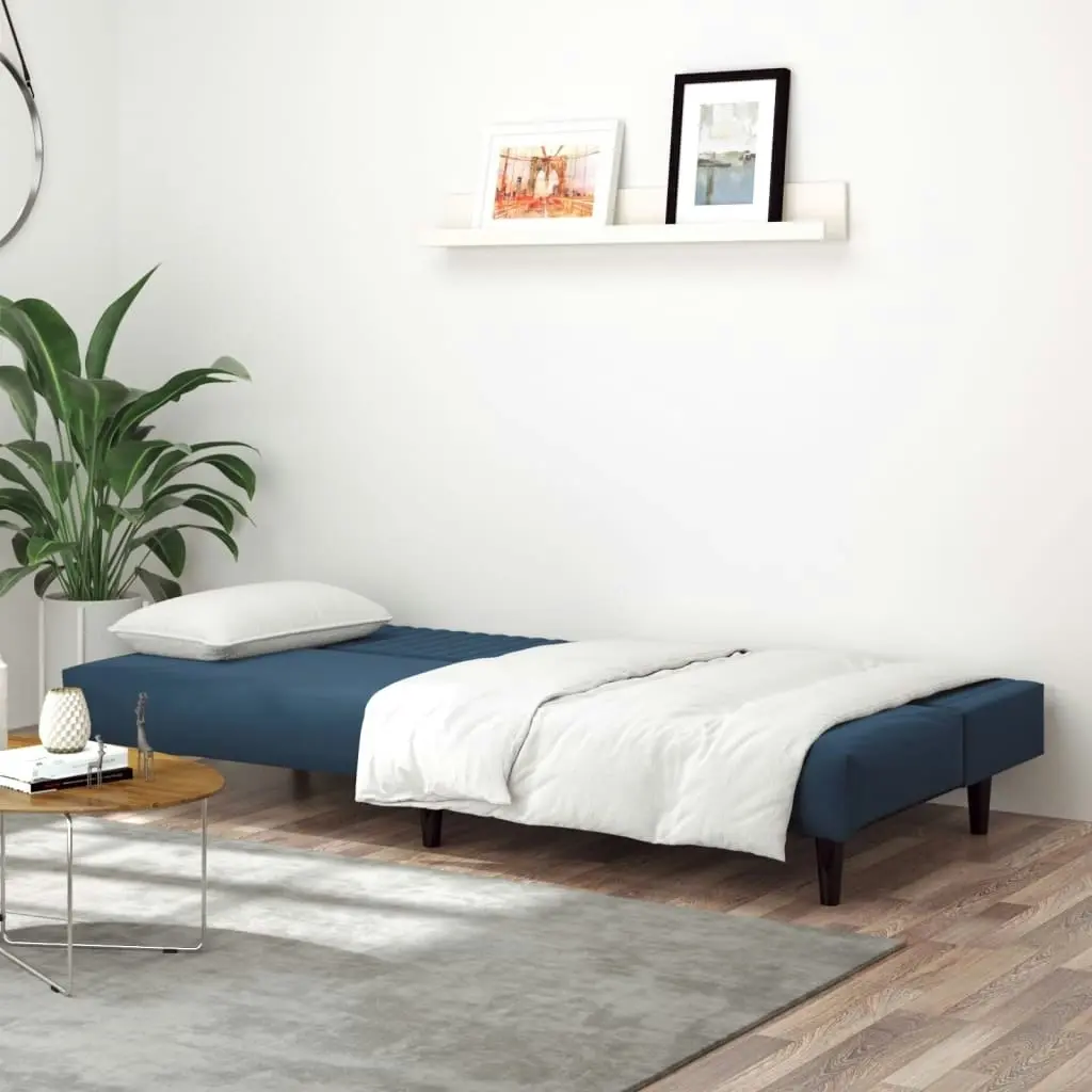 2-Seater Sofa Bed Blue Velvet 337638