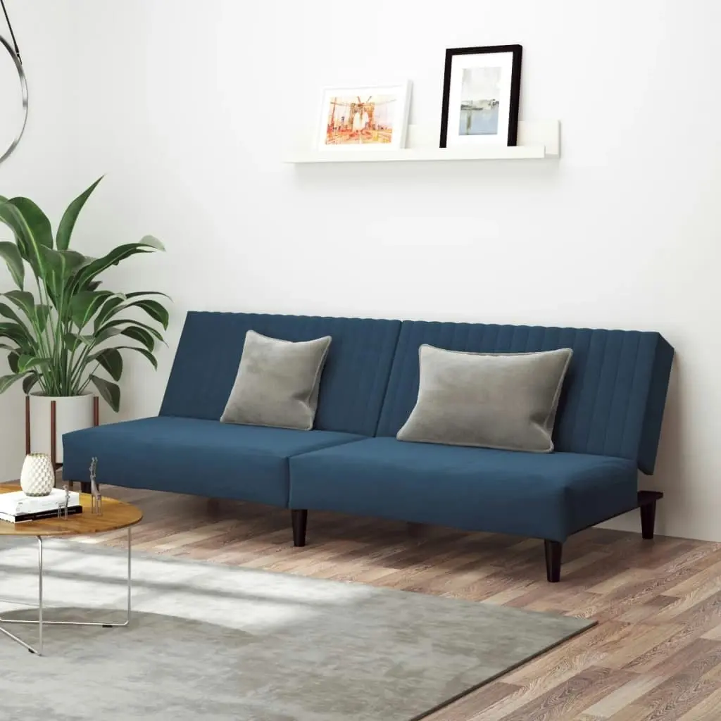 2-Seater Sofa Bed Blue Velvet 337638