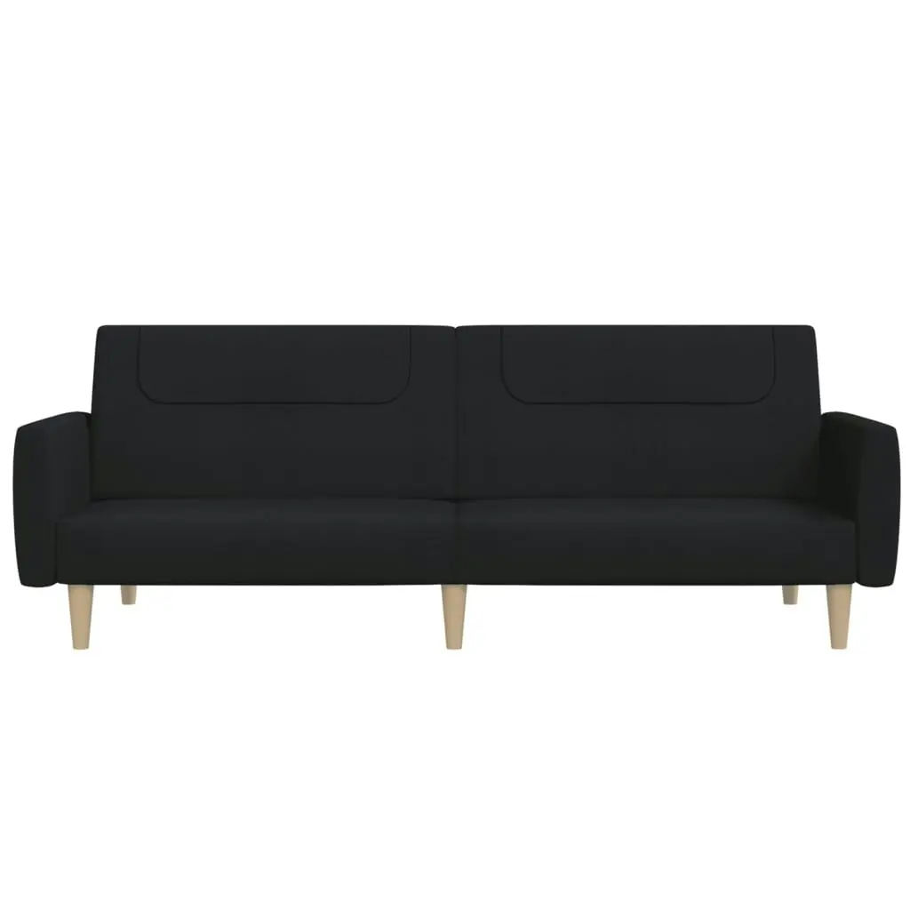 2-Seater Sofa Bed Black Fabric 375786