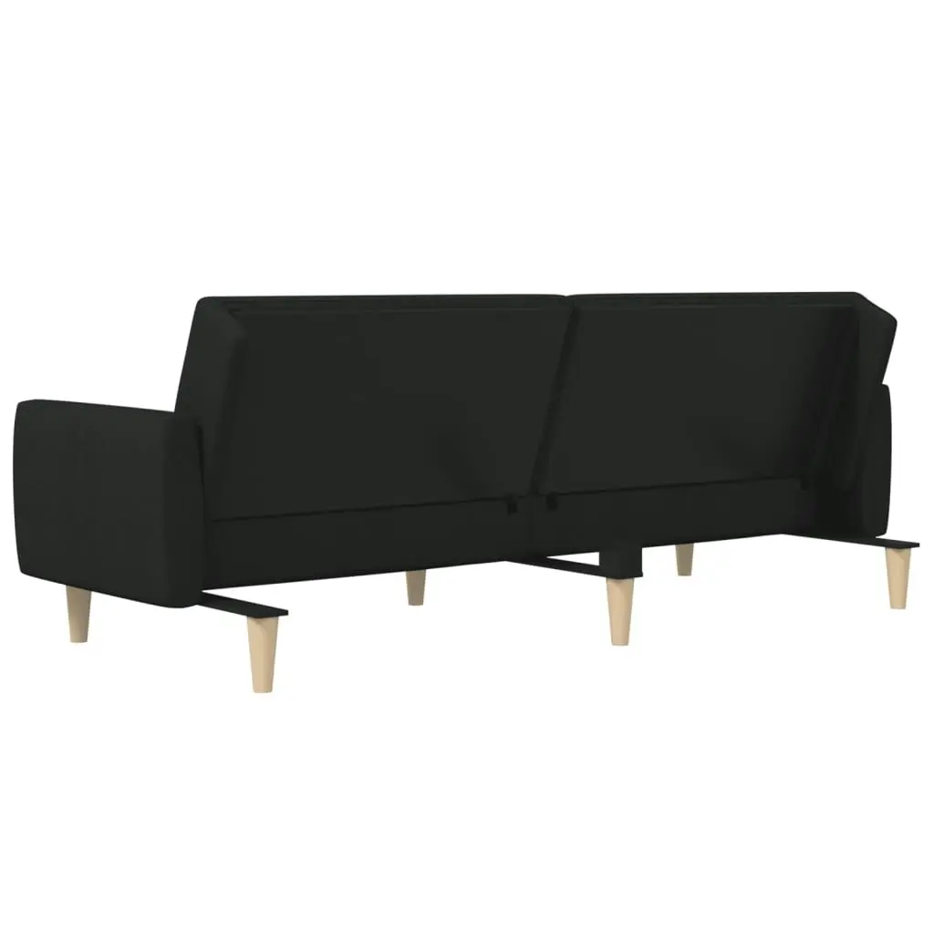 2-Seater Sofa Bed Black Fabric 375786