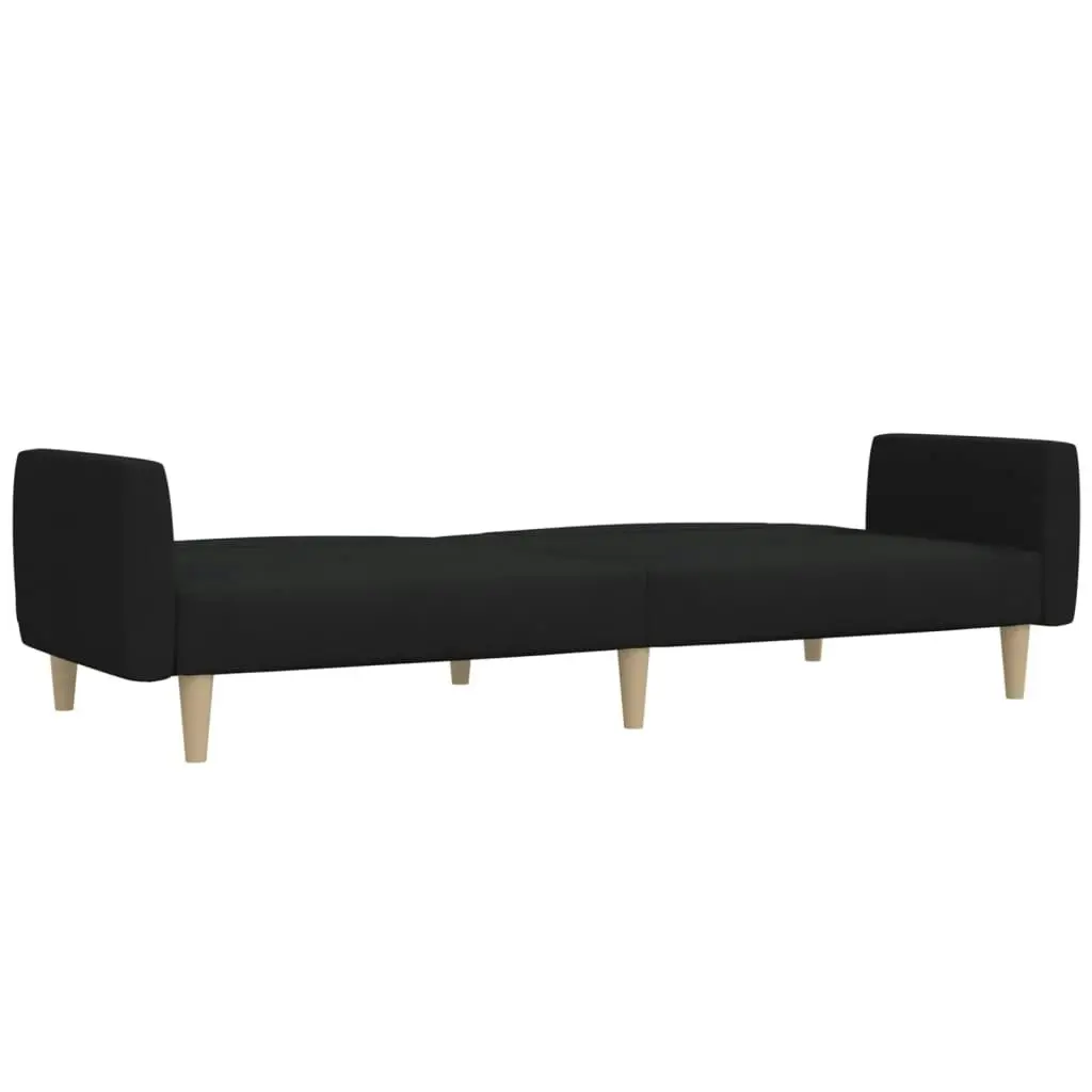 2-Seater Sofa Bed Black Fabric 375786