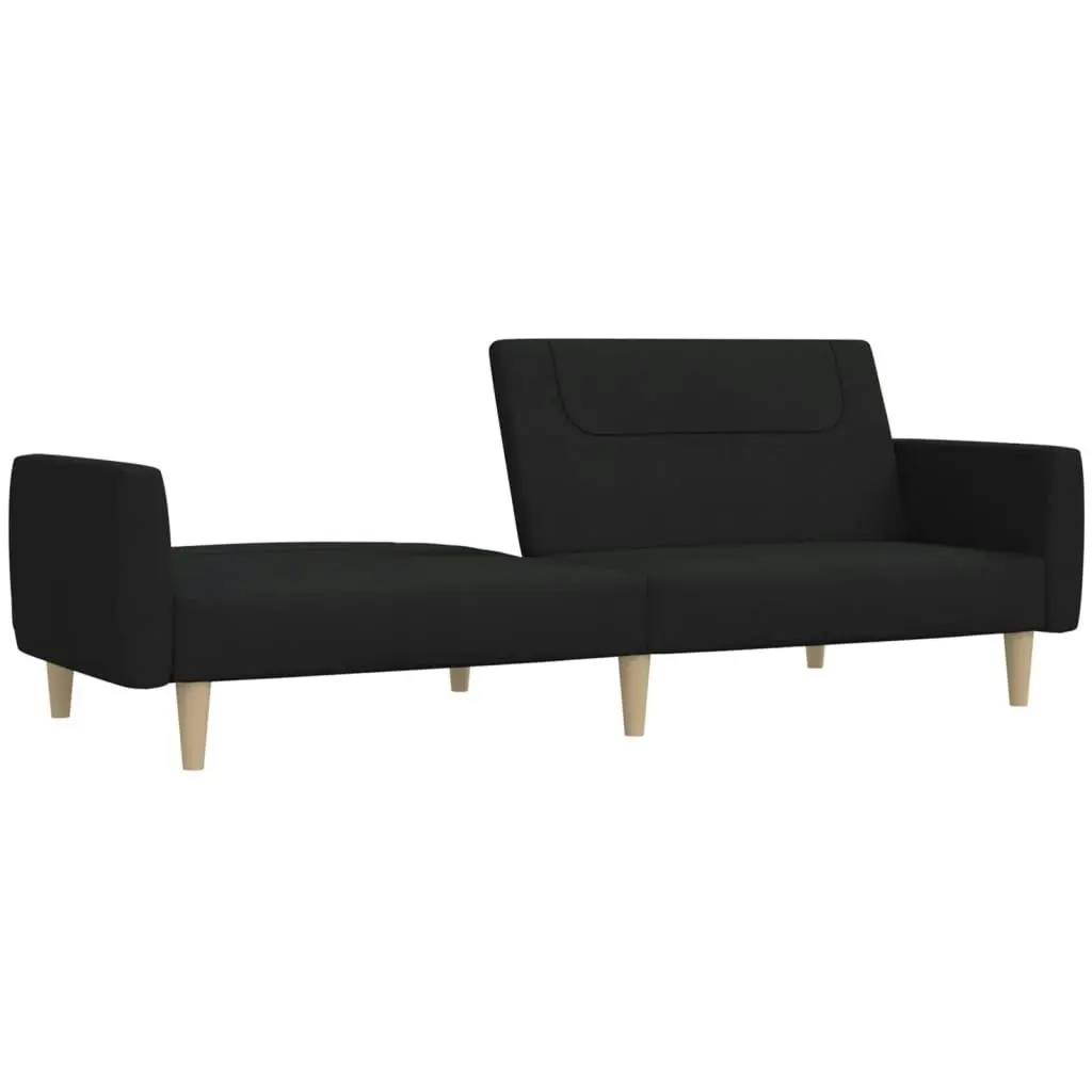 2-Seater Sofa Bed Black Fabric 375786