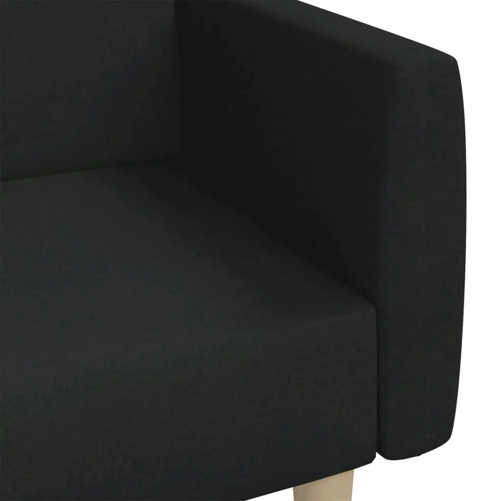 2-Seater Sofa Bed Black Fabric 375786