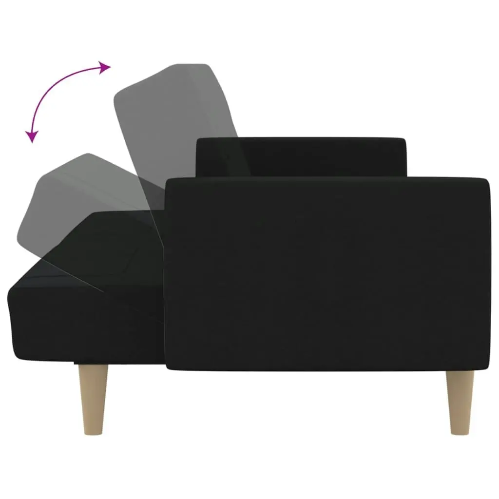 2-Seater Sofa Bed Black Fabric 375786