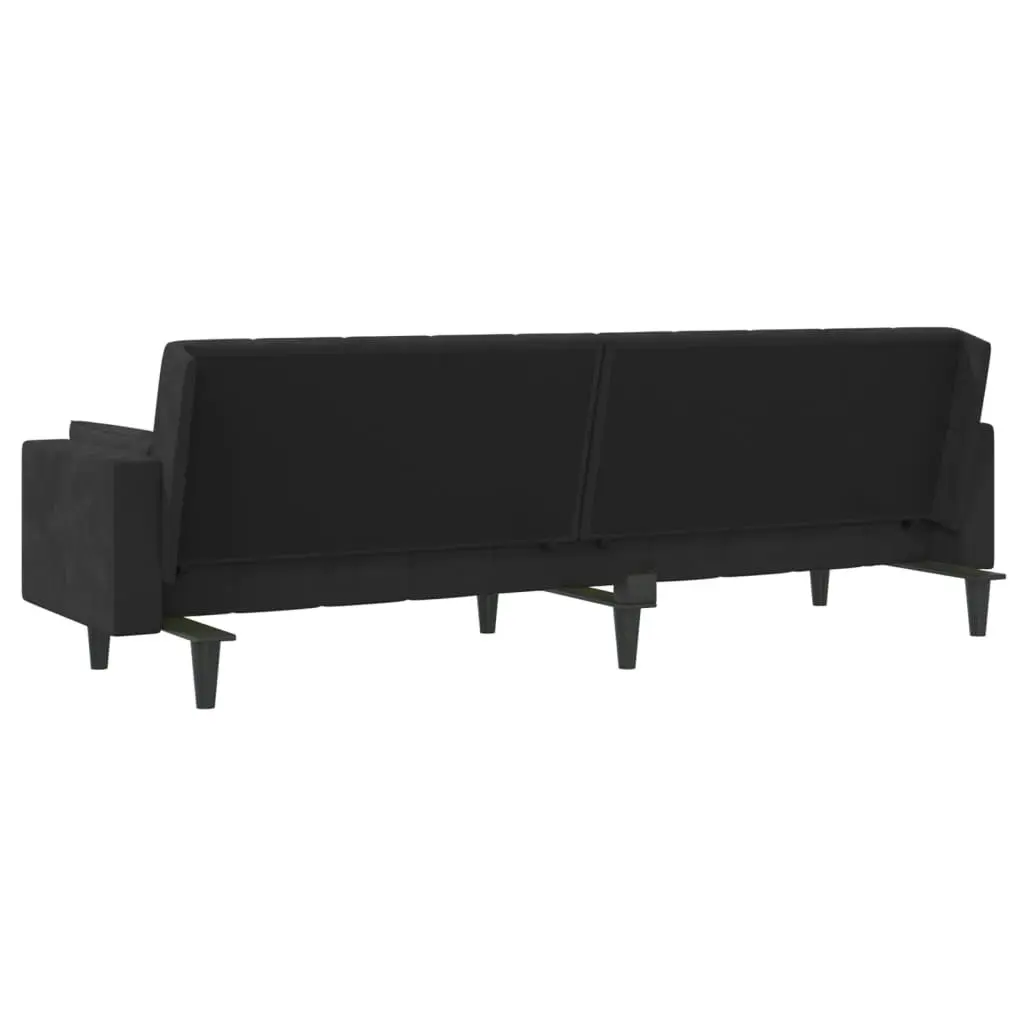 2-Seater Sofa Bed with Two Pillows Black Velvet 375850