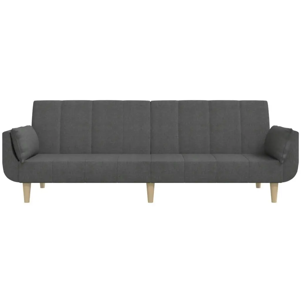 2-Seater Sofa Bed with Two Pillows Dark Grey Fabric 375870