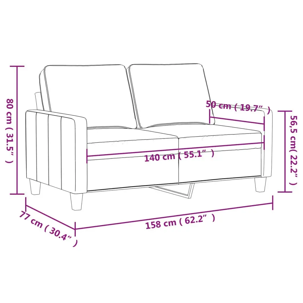 2-Seater Sofa Black 140 cm Fabric 359167