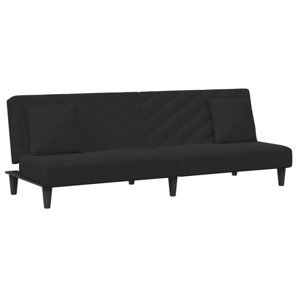 2 Piece Sofa Set with Pillows Black Velvet 3216265