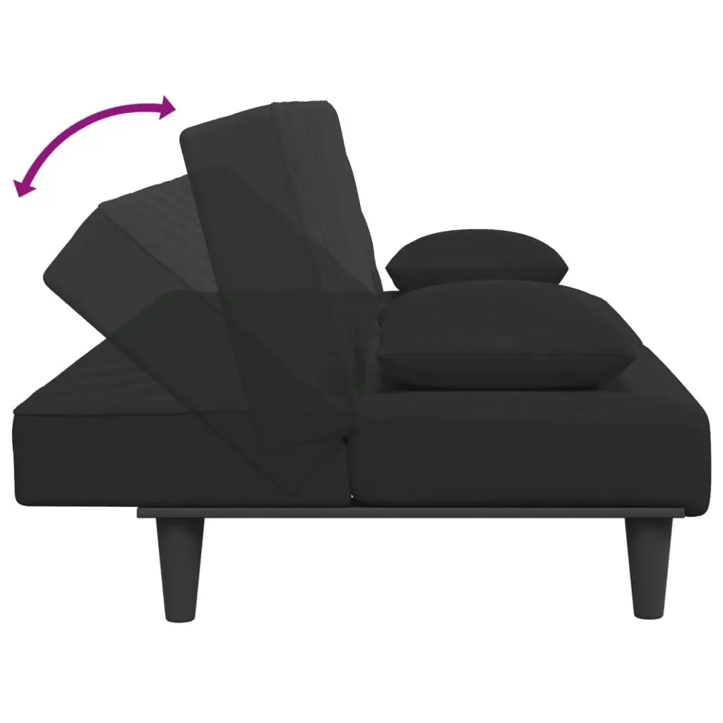 2 Piece Sofa Set with Pillows Black Velvet 3216265