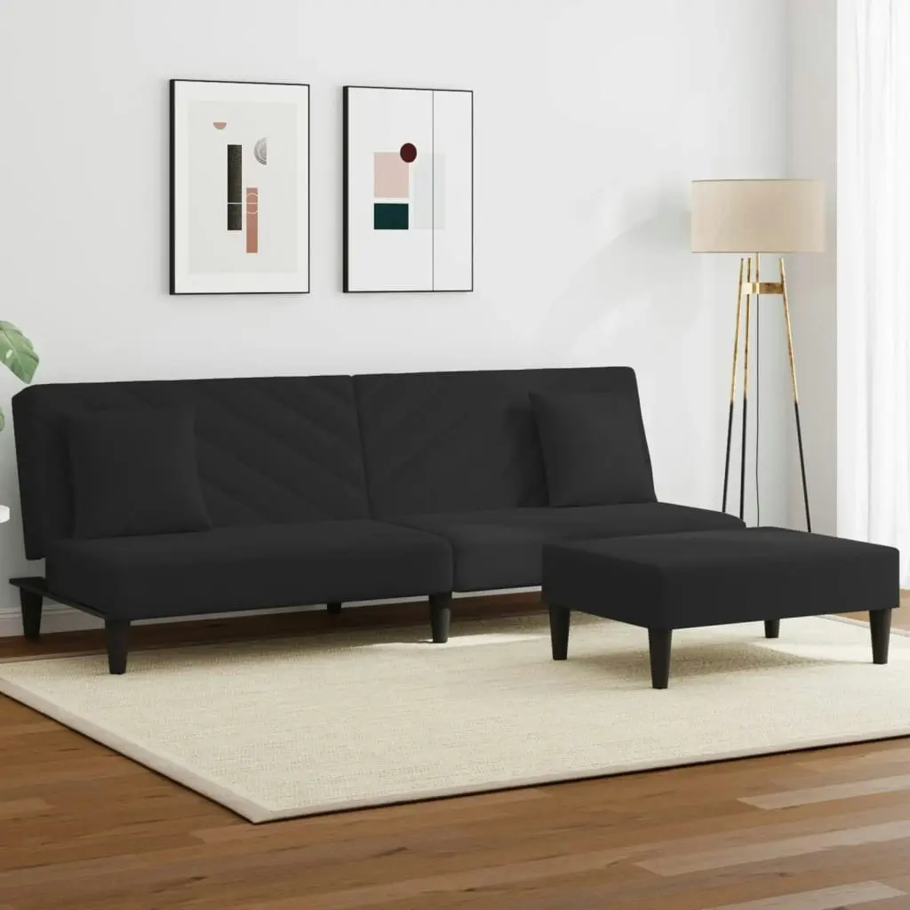 2 Piece Sofa Set with Pillows Black Velvet 3216265