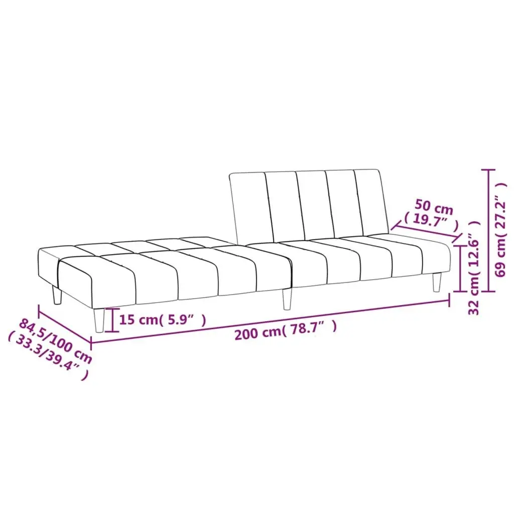 2-Seater Sofa Bed Dark Grey Fabric 375755