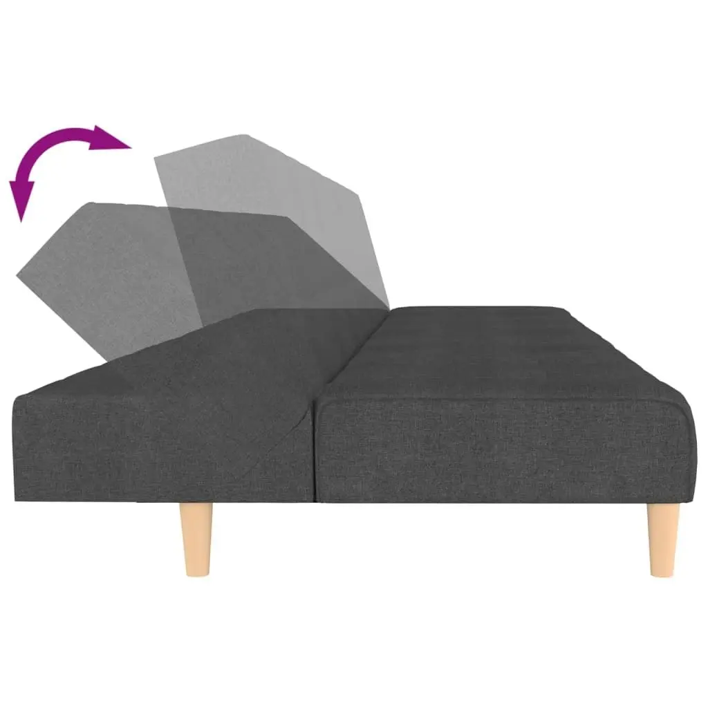 2-Seater Sofa Bed Dark Grey Fabric 375755