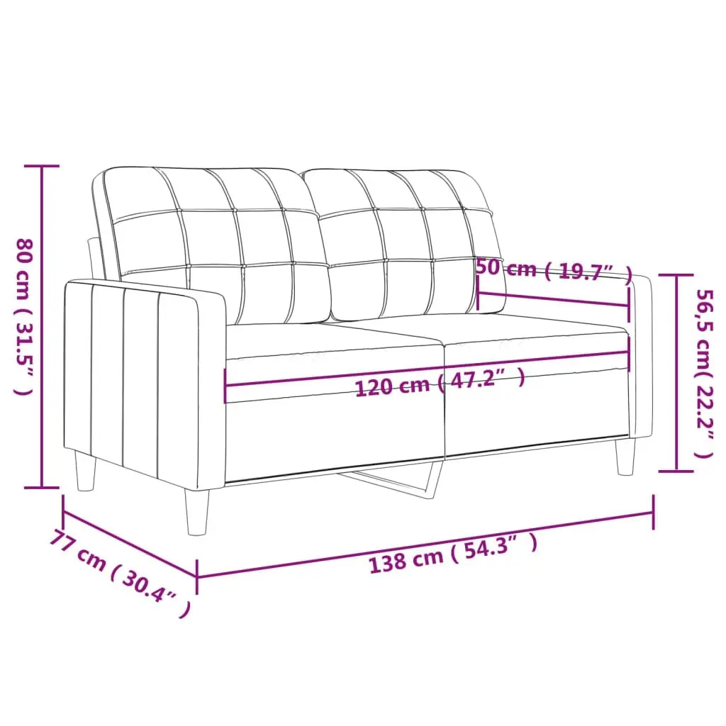 2-Seater Sofa Cappuccino 120 cm Faux Leather 359116