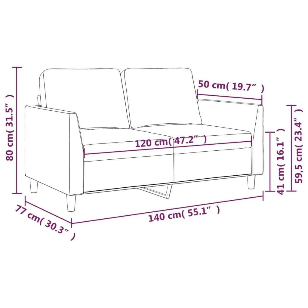 2-Seater Sofa Cappuccino 120 cm Faux Leather 359332