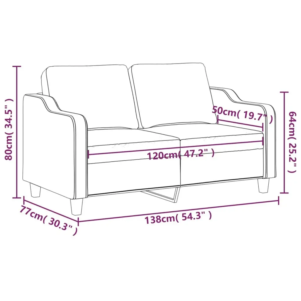 2-Seater Sofa Cream 120 cm Fabric 348939