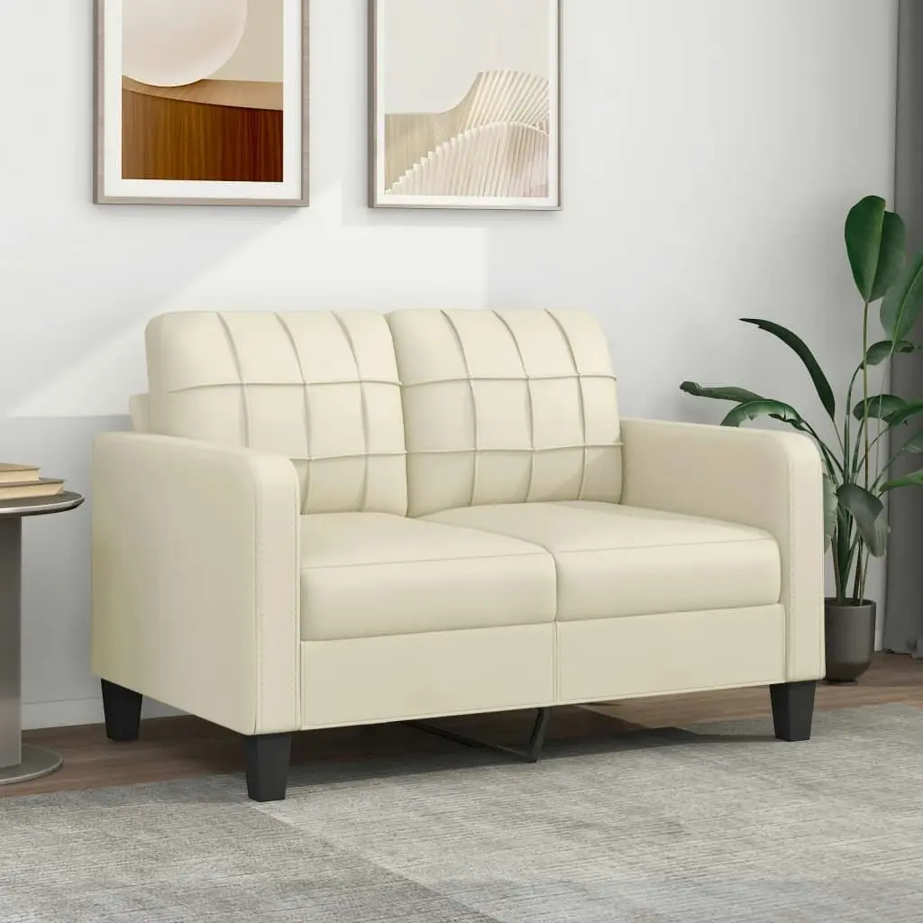 2-Seater Sofa Cream 120 cm Faux Leather 359113