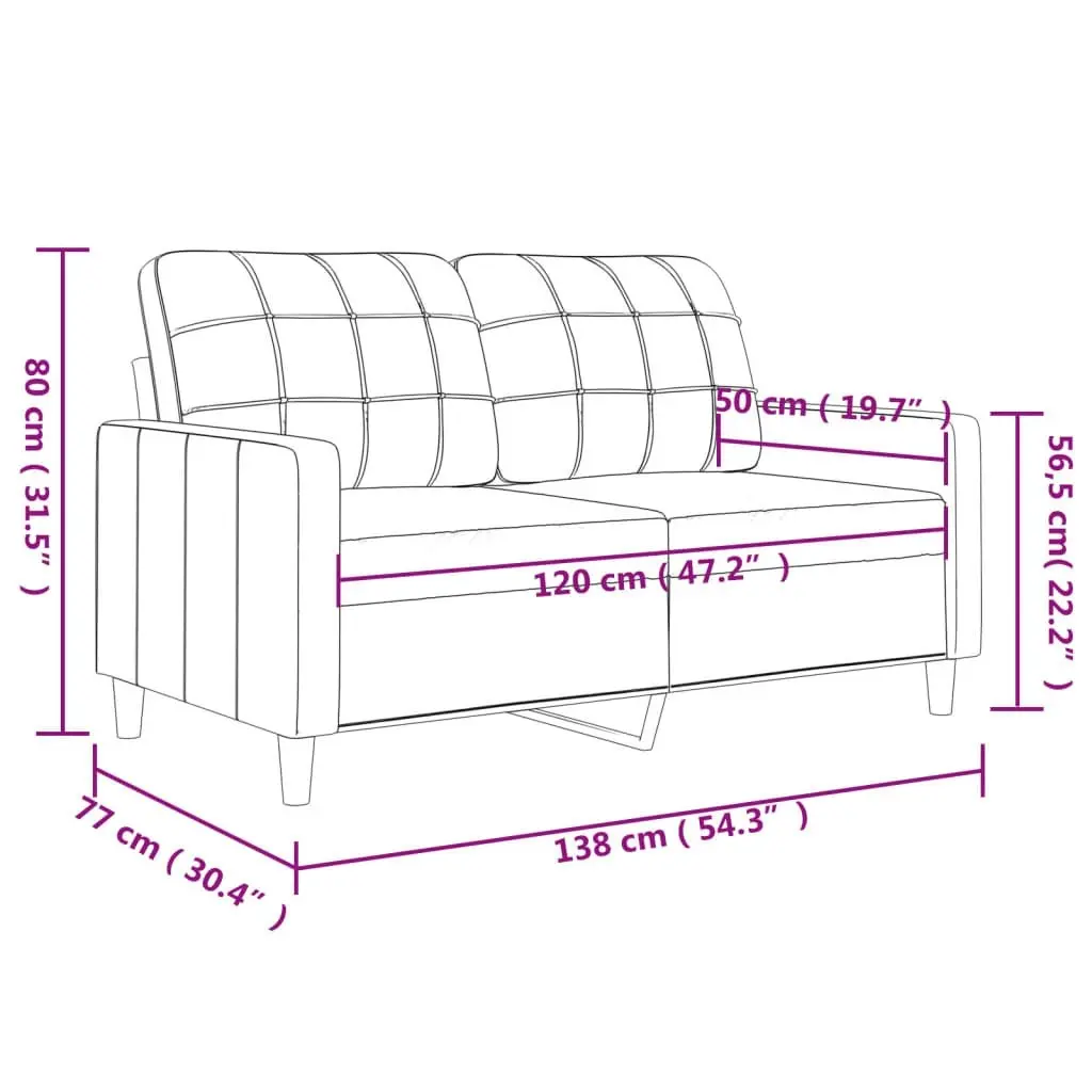 2-Seater Sofa Cream 120 cm Faux Leather 359113