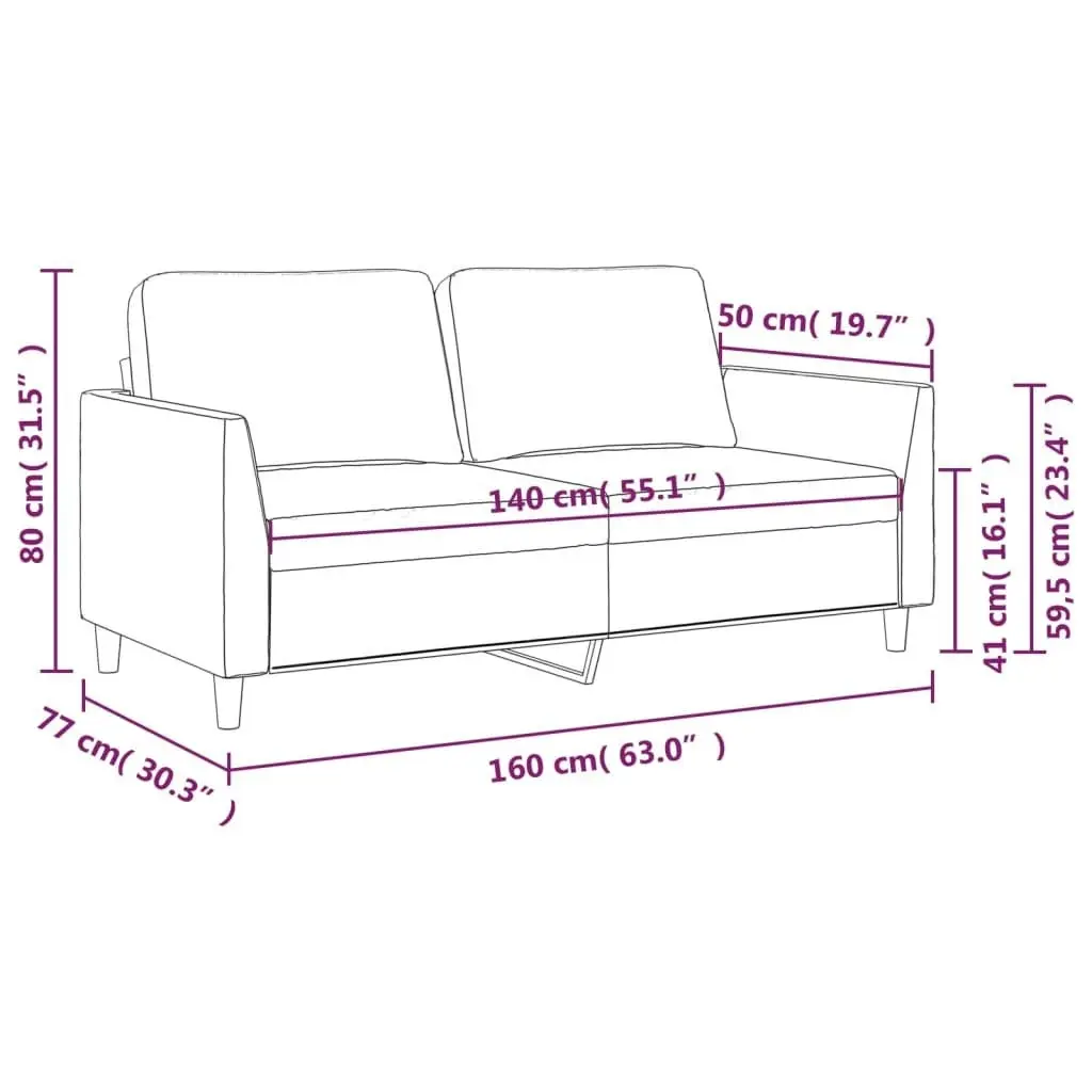 2-Seater Sofa Cappuccino 140 cm Faux Leather 359337