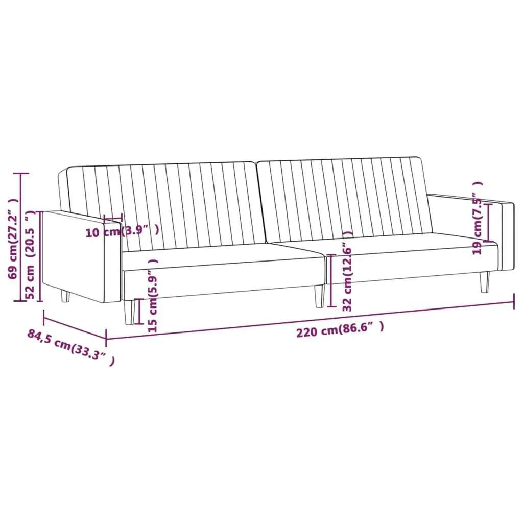 2-Seater Sofa Bed Dark Grey Velvet 337651