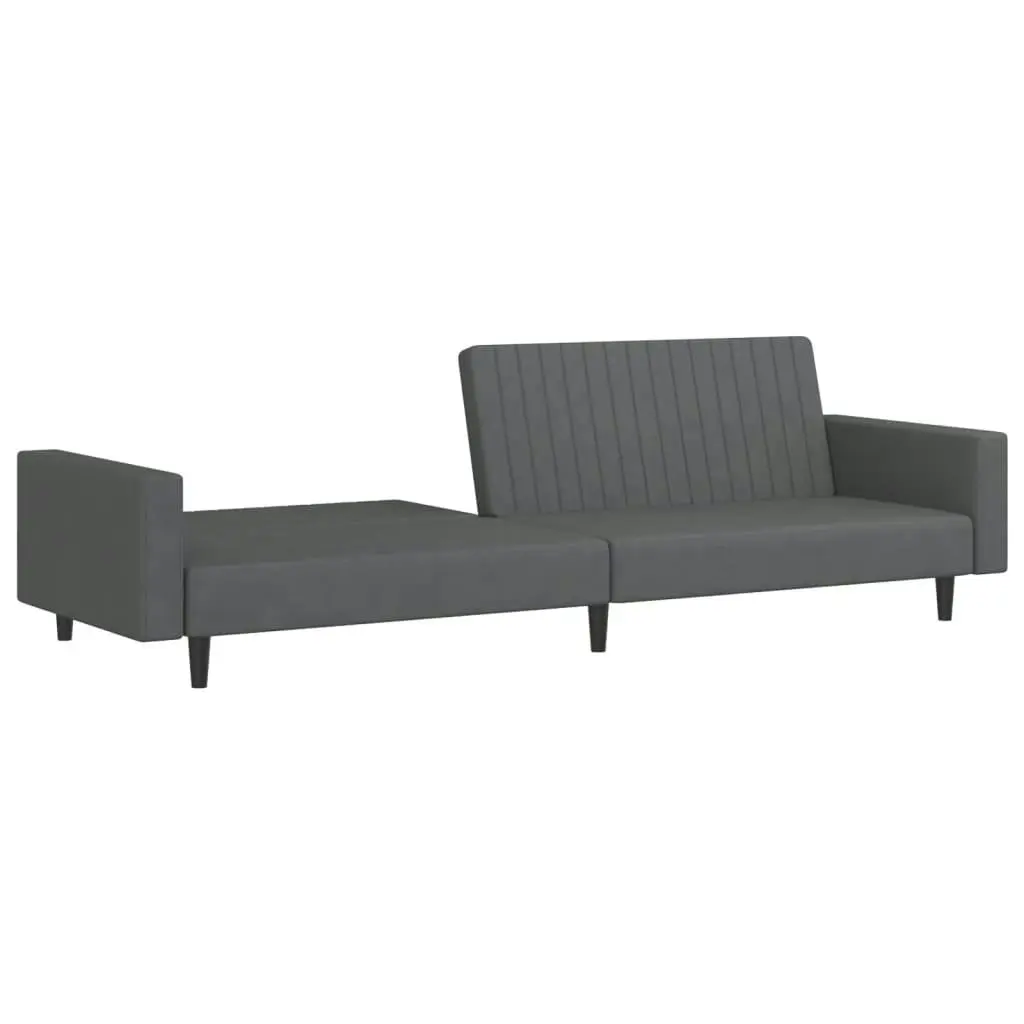 2-Seater Sofa Bed Dark Grey Velvet 337651