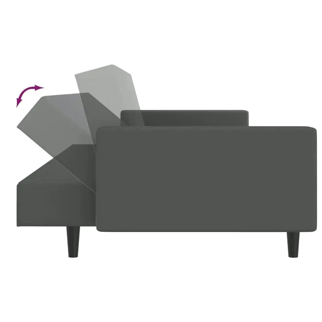 2-Seater Sofa Bed Dark Grey Velvet 337651