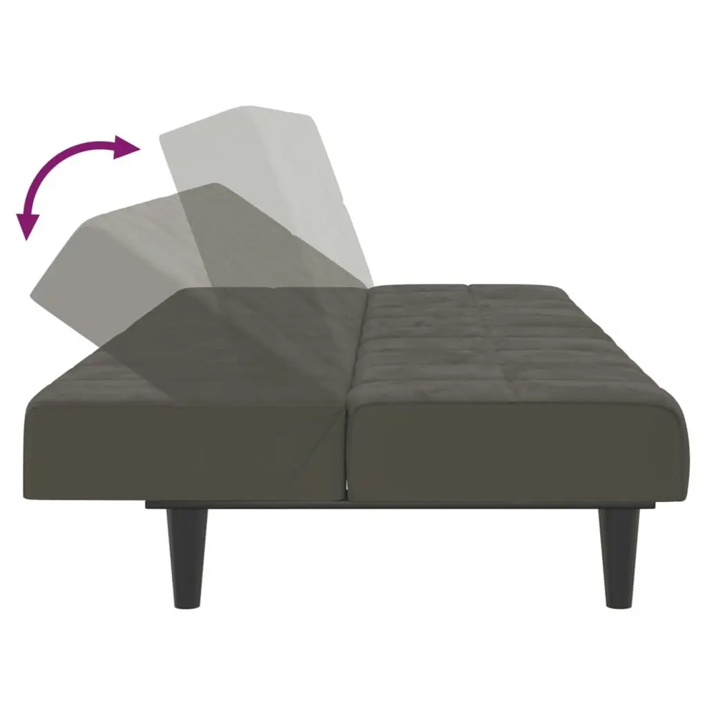 2-Seater Sofa Bed Dark Grey Velvet 375842