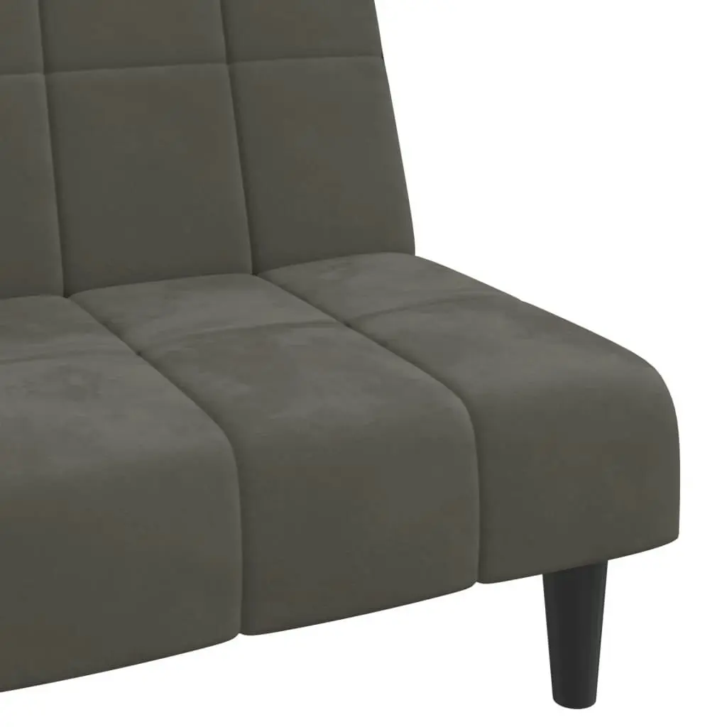 2-Seater Sofa Bed Dark Grey Velvet 375842