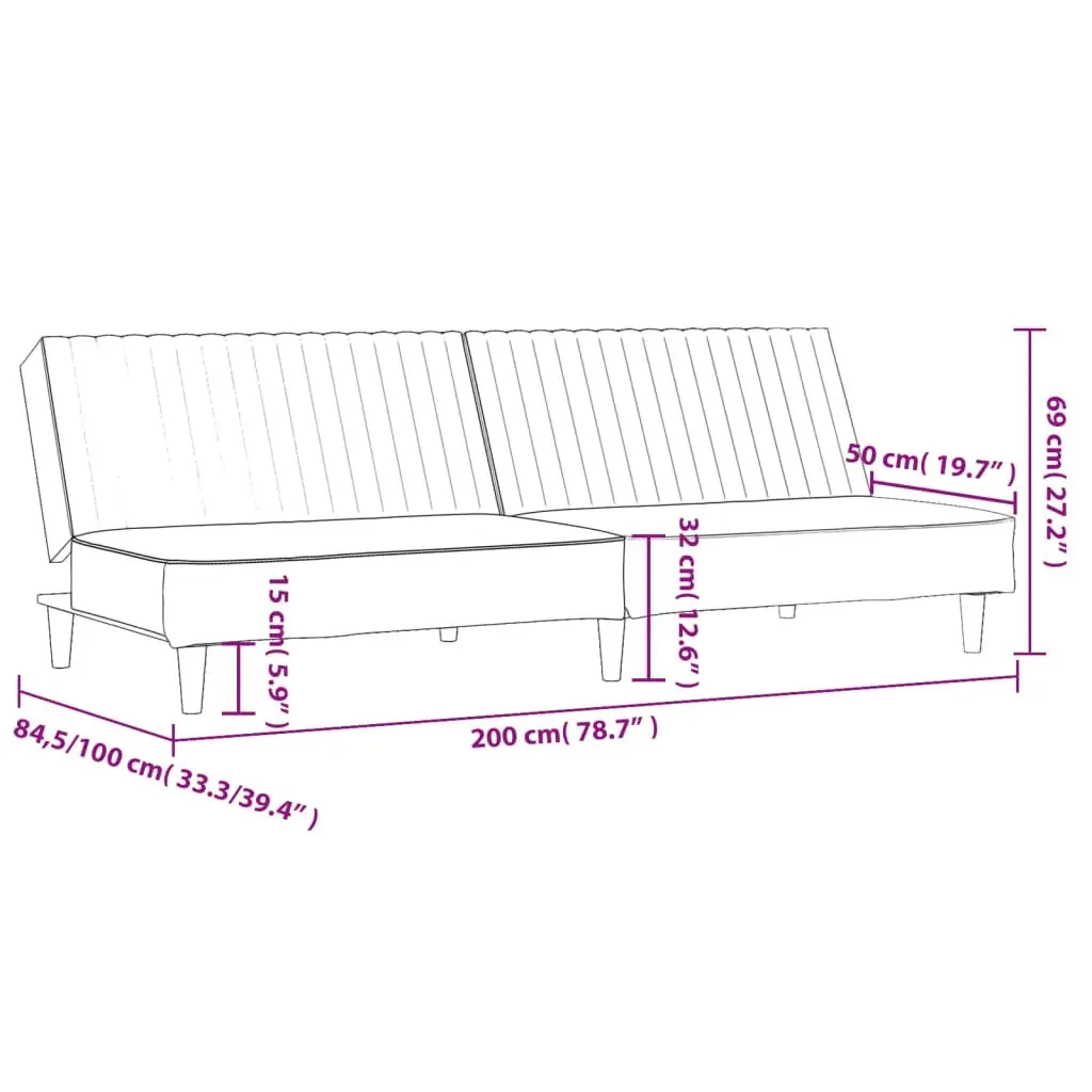 2-Seater Sofa Bed Dark Grey Velvet 375927