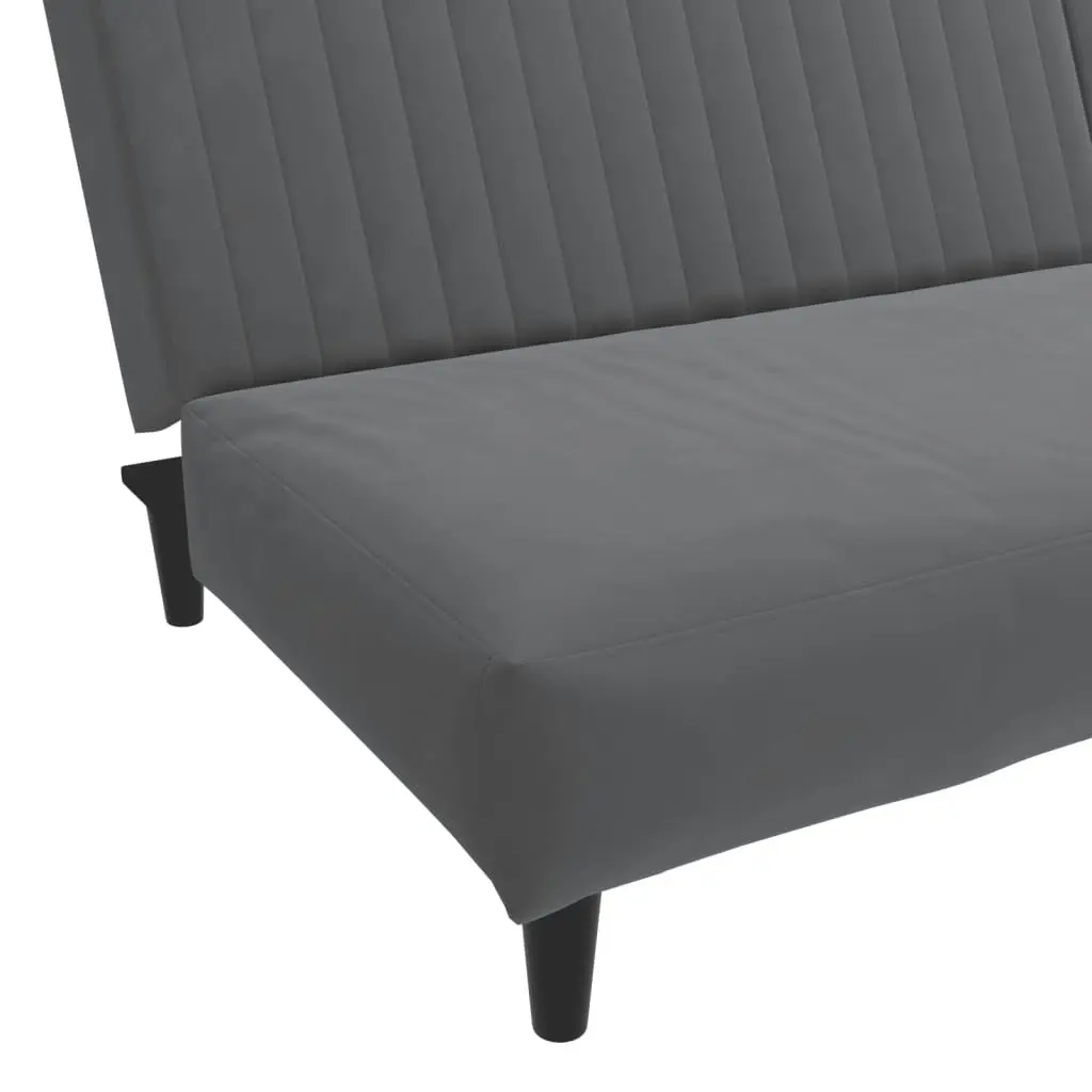 2-Seater Sofa Bed Dark Grey Velvet 375927