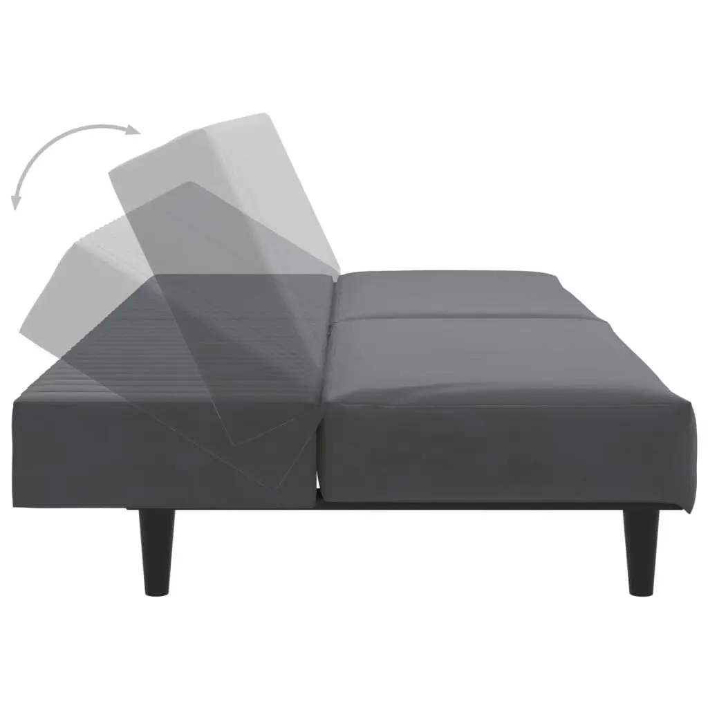 2-Seater Sofa Bed Dark Grey Velvet 375927