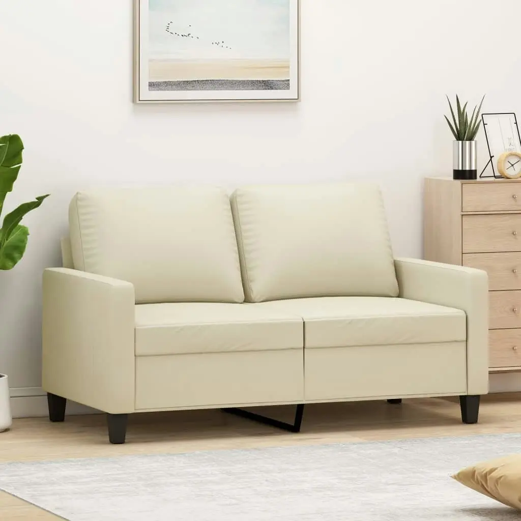 2-Seater Sofa Cream 120 cm Faux Leather 359133