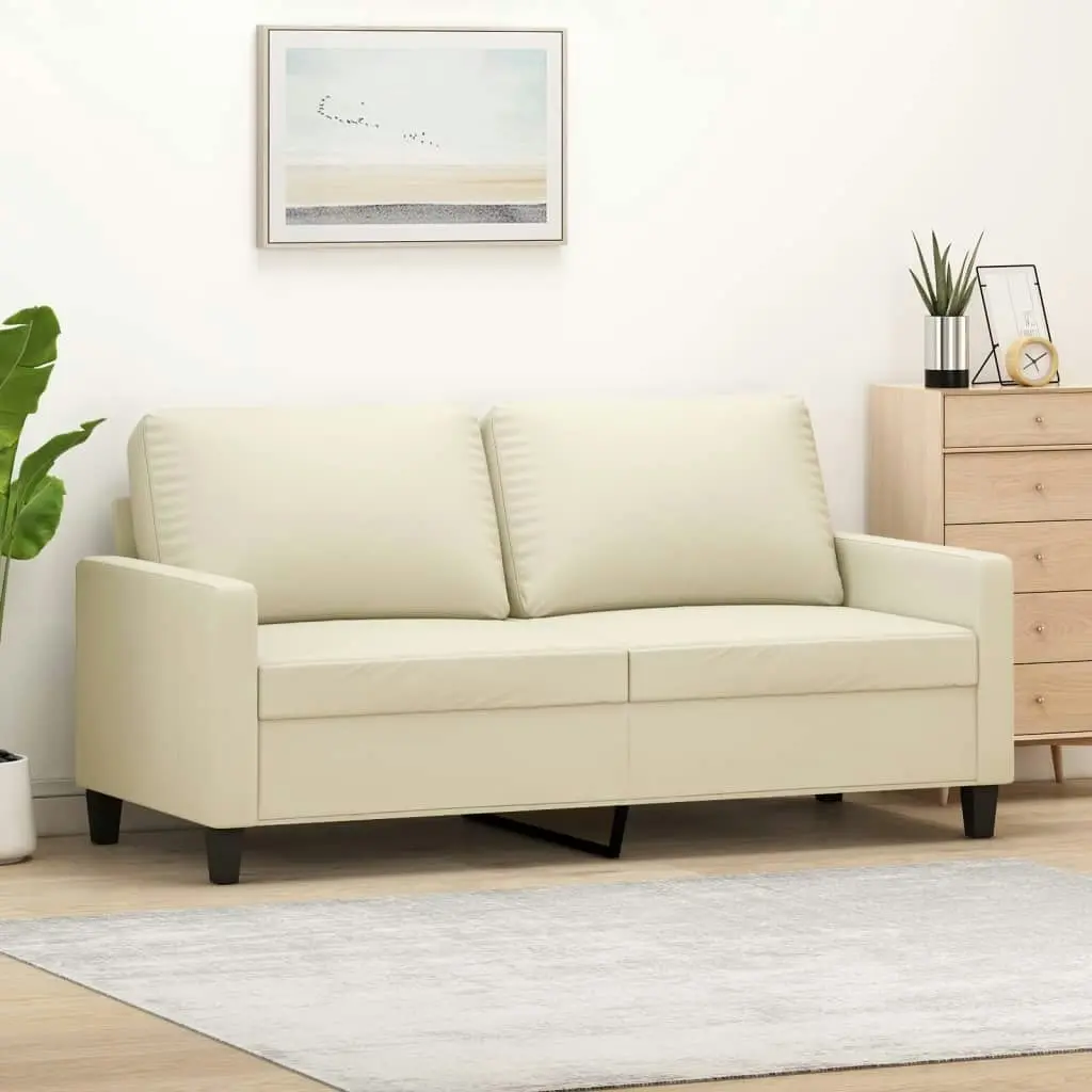 2-Seater Sofa Cream 140 cm Faux Leather 359138