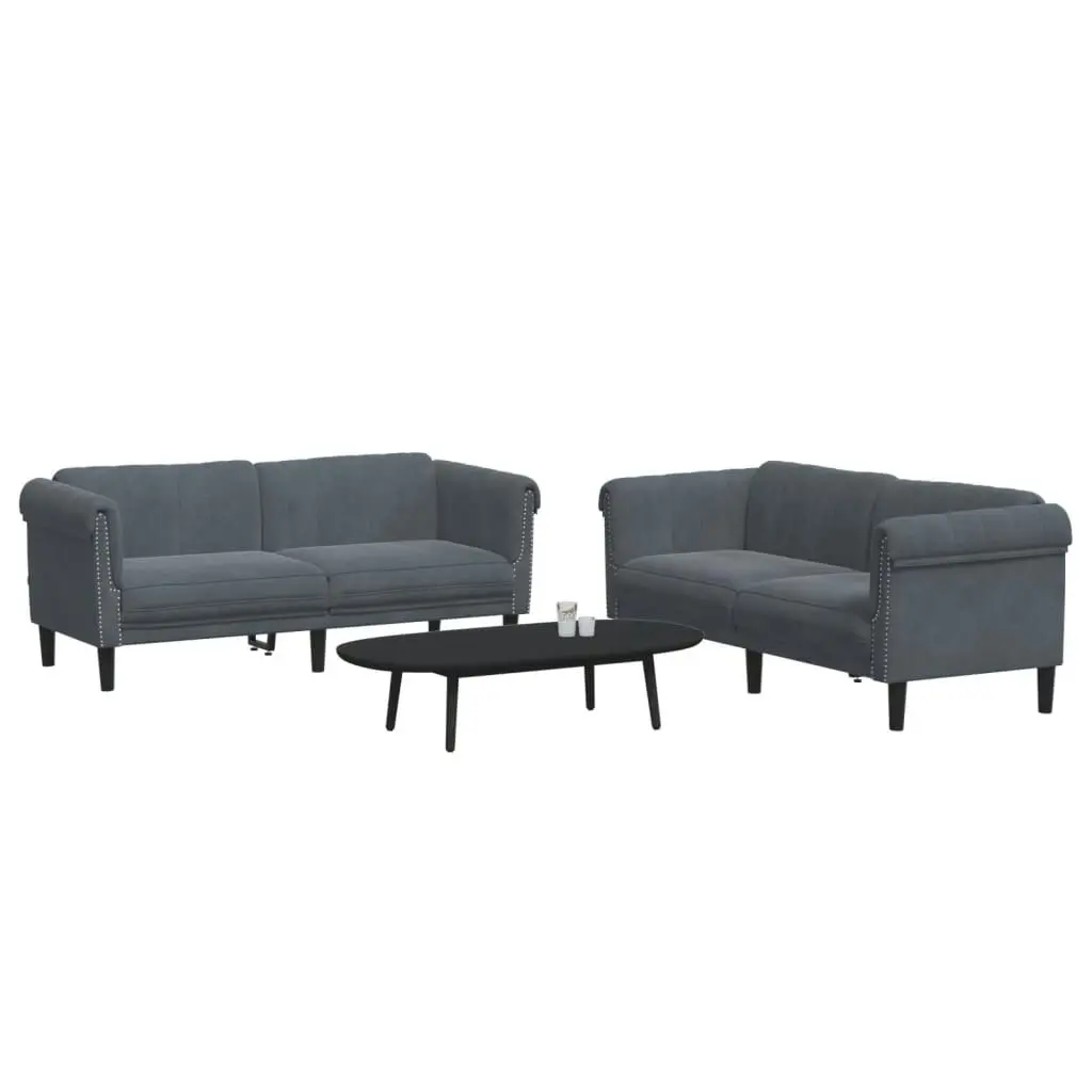 2 Piece Sofa Set Dark Grey Velvet 3209220