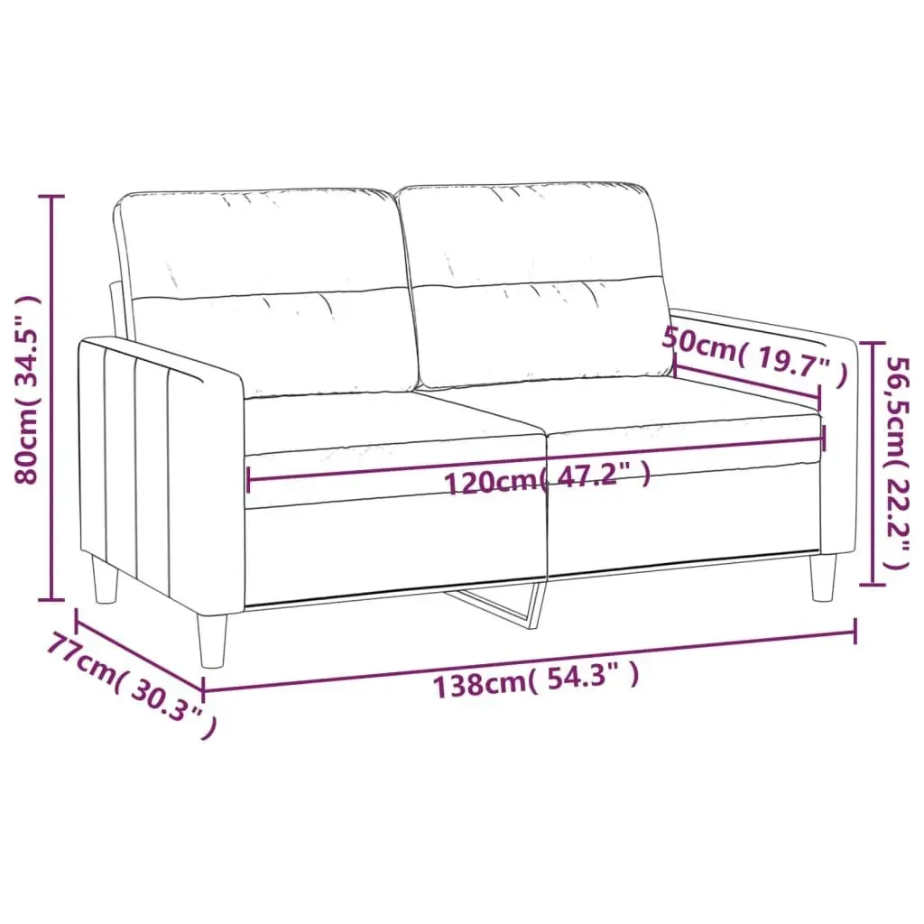 2-Seater Sofa Dark Grey 120 cm Fabric 359228