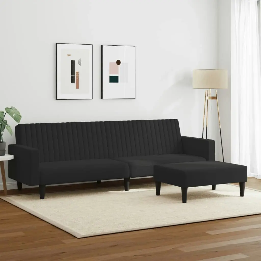 2 Piece Sofa Set Black Velvet 3216283