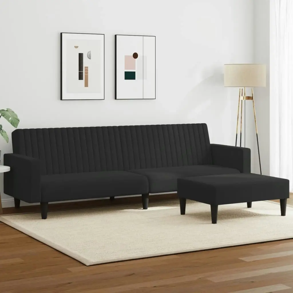 2 Piece Sofa Set Black Velvet 3216283