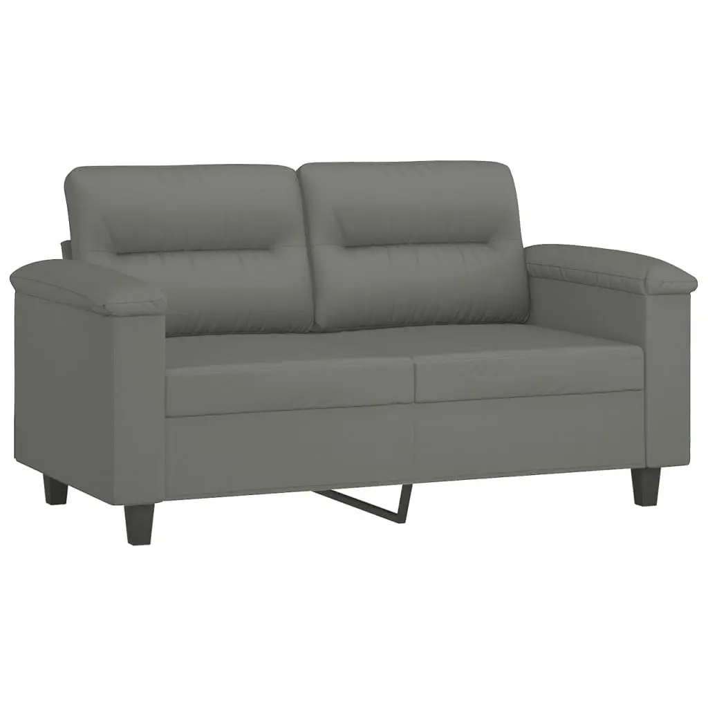 2 Piece Sofa Set with Cushions Dark Grey Microfibre Fabric 3202340