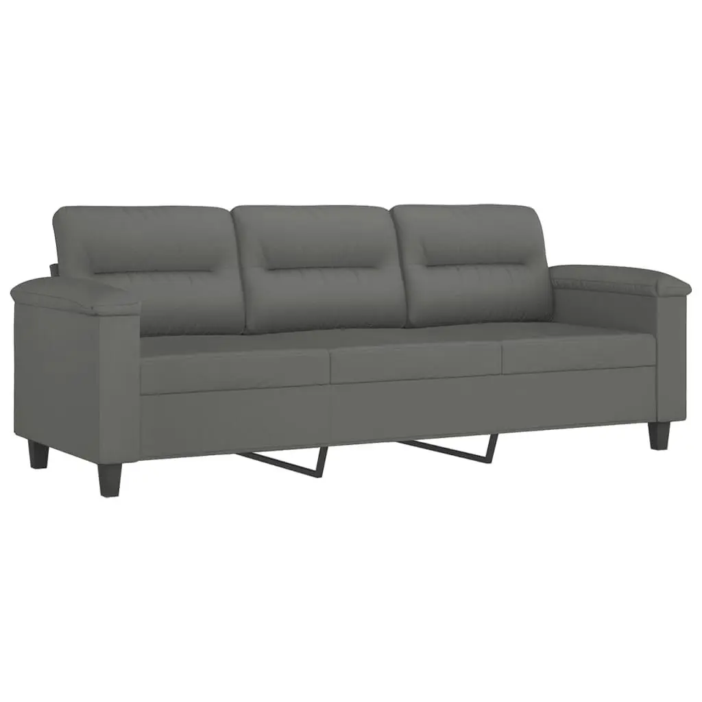 2 Piece Sofa Set with Cushions Dark Grey Microfibre Fabric 3202340