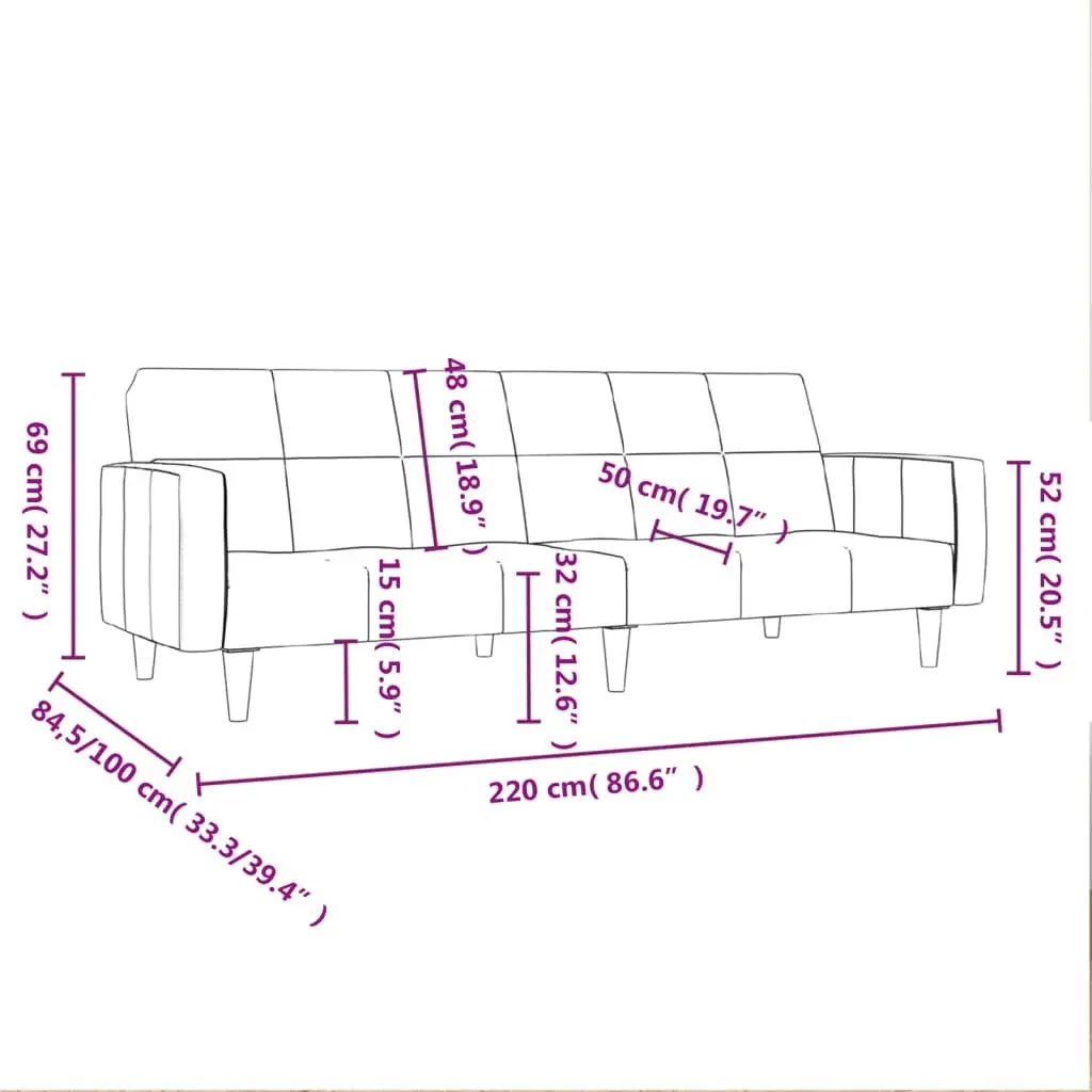 2-Seater Sofa Bed Fabric 375825