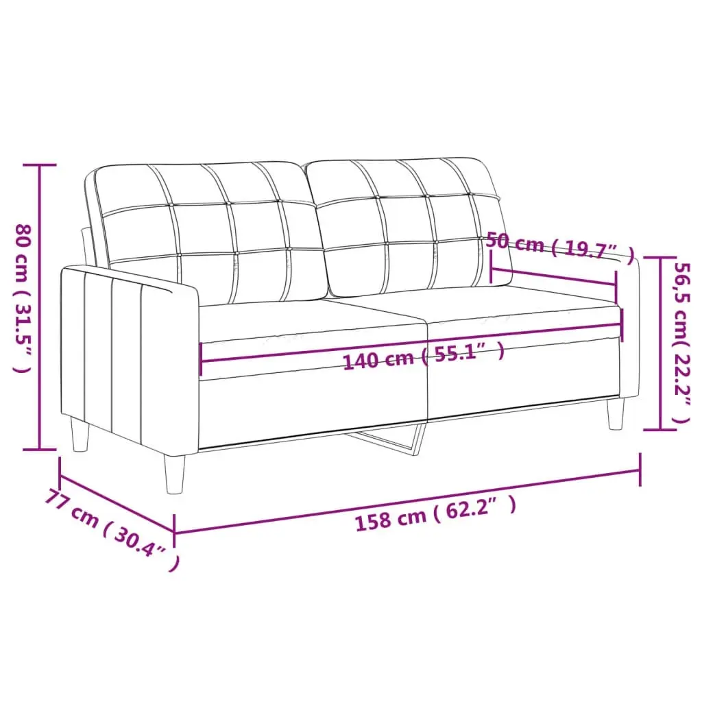 2-Seater Sofa Cappuccino 140 cm Faux Leather 359121