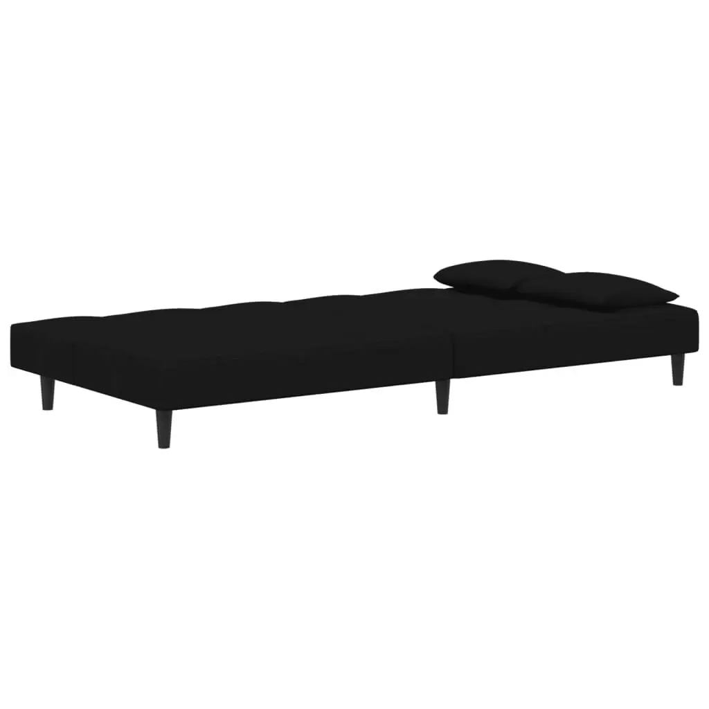 2-Seater Sofa Bed with Two Pillows Black Velvet 375812