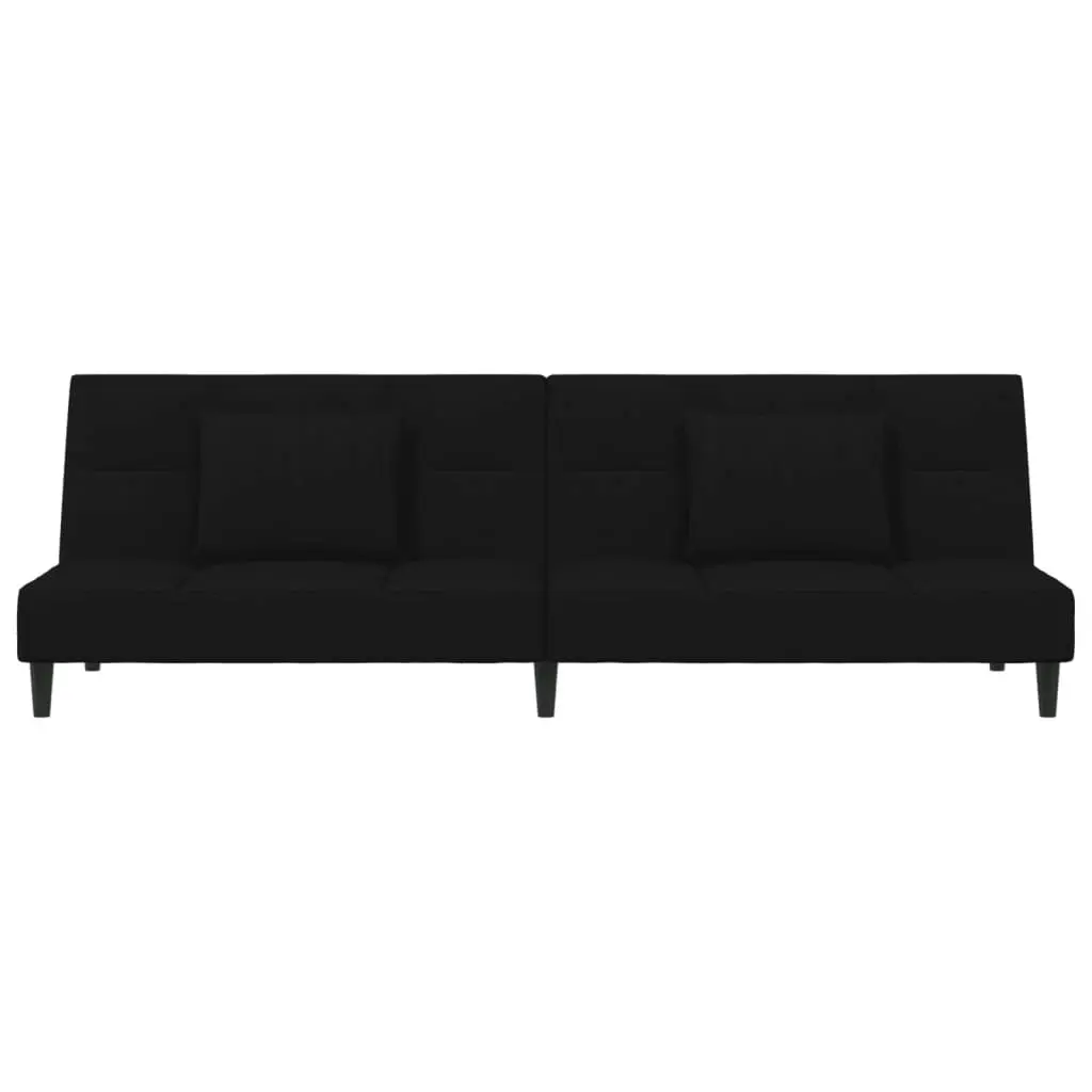 2-Seater Sofa Bed with Two Pillows Black Velvet 375812