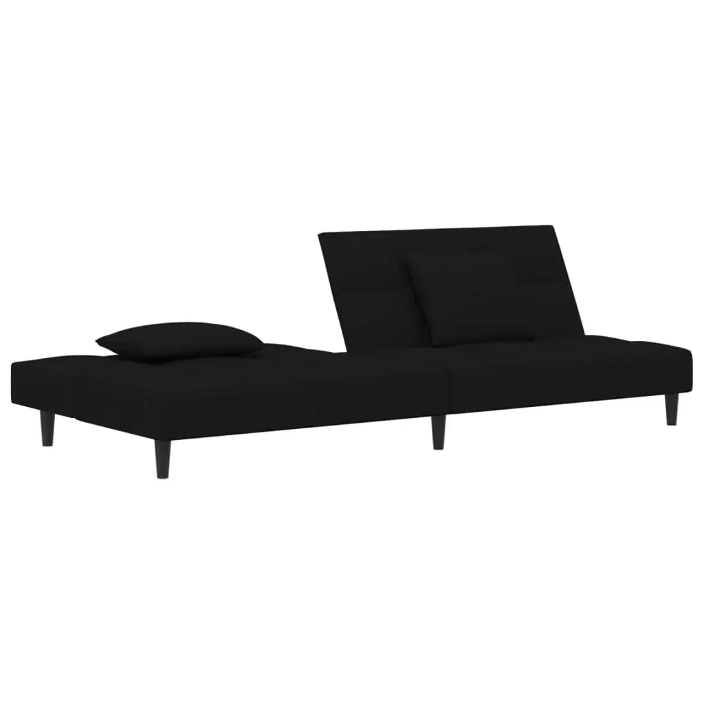 2-Seater Sofa Bed with Two Pillows Black Velvet 375812